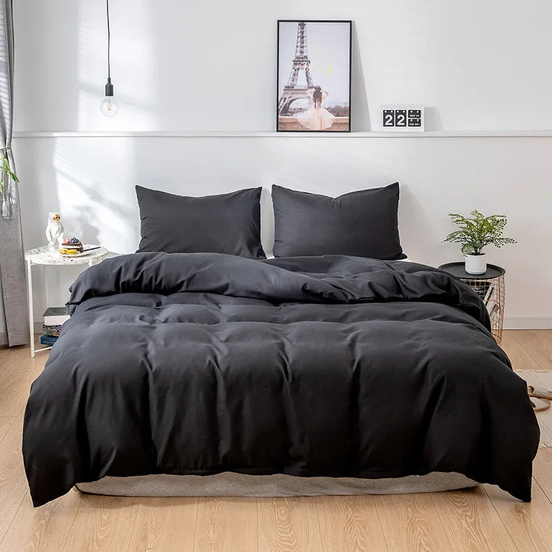 Nordic Solid Color Sanding Duvet Cover Set – 220x240cm Queen King Bedding with Pillowcases (No Sheet)