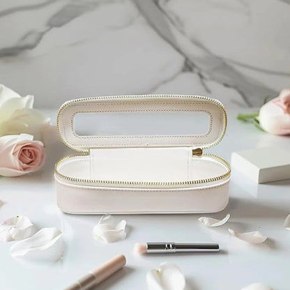 Women’s PU Transparent Makeup Brush Bag – Dual Zipper Travel Cosmetic Brush Holder Case