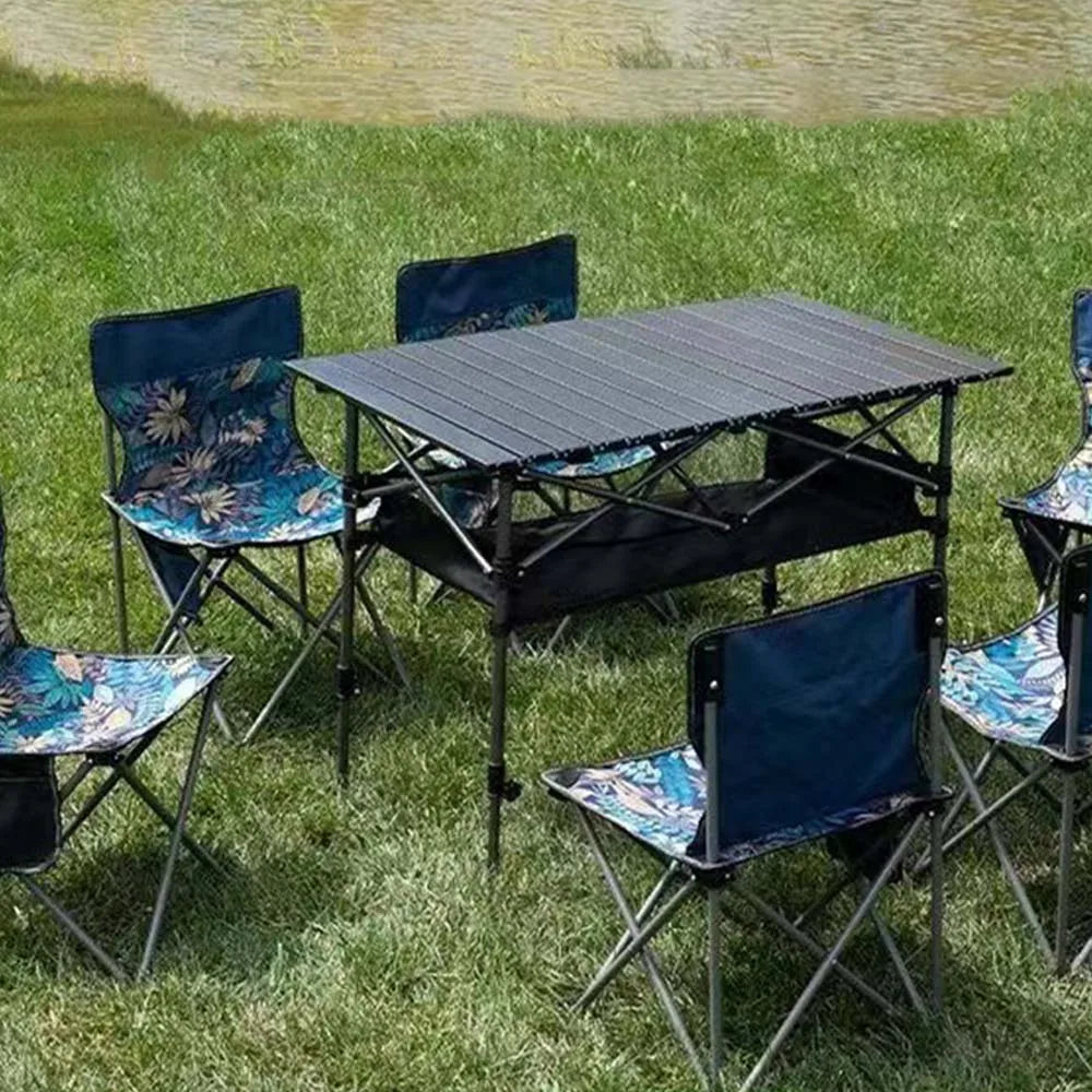 Outdoor Folding Long Table – Portable Storage Camping Desk with Net Bag, Easy Install, Lightweight & Stable