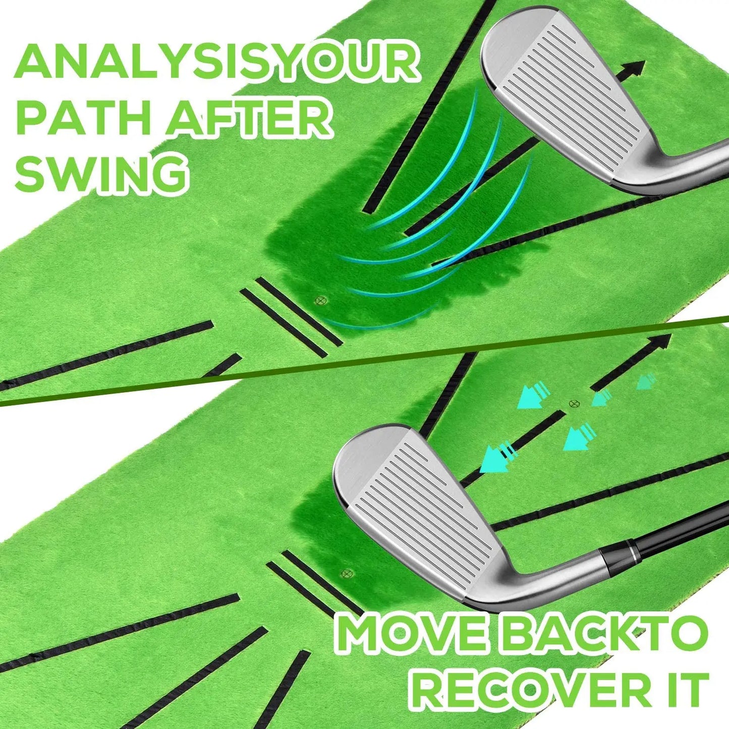 Golf Training Swing Mat – Practice Marking Pad for Ball Tracking, Direction & Batting Detection