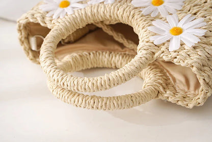 Hand-Woven Straw Beach Bag – Women’s Handmade Moon Basket Crossbody Bohemian Summer Tote