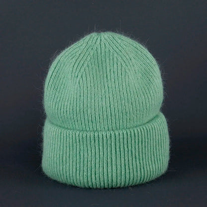 2024 Rabbit Fur Beanie – Soft Fluffy Winter Hat for Women, Angora Knitted Skullies, Warm Bonnet Knit Cap
