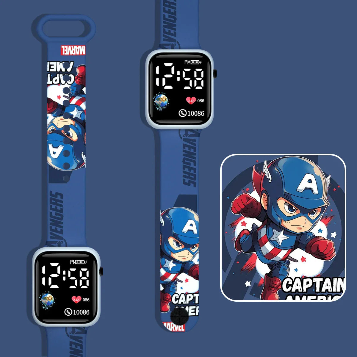 Kids Superhero LED Digital Watch – Spider-Man Iron Man Captain Hero Sports Clock for Boys Student Gift Toy Watch