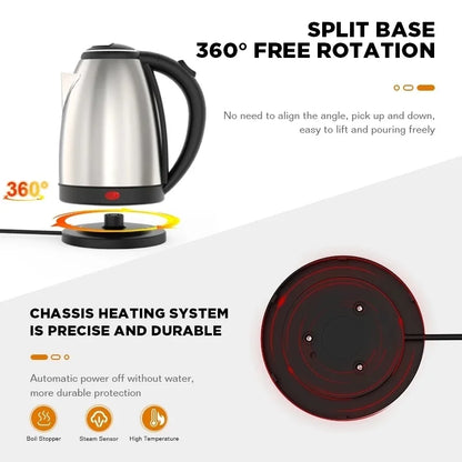 2L Electric Kettle — Large Capacity Stainless Steel Fast Boil Water Heater