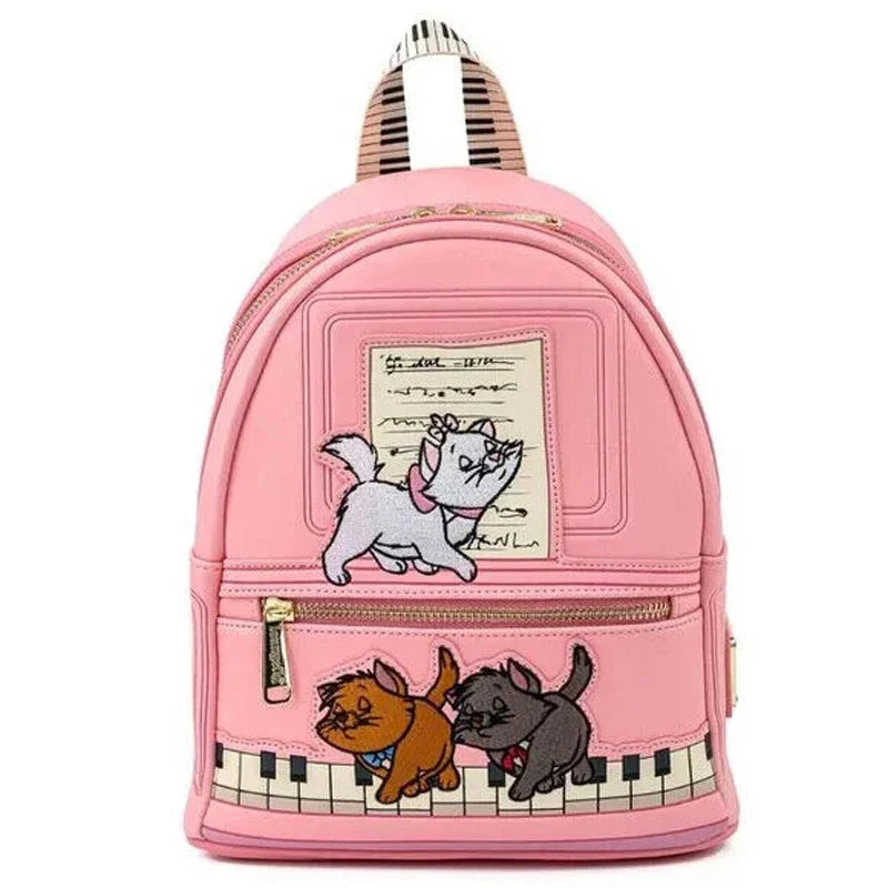 The Aristocats Marie Mini Backpack – Floral Print Schoolbag with Villains Scene, Maleficent & Sleeping Beauty Design for Kids