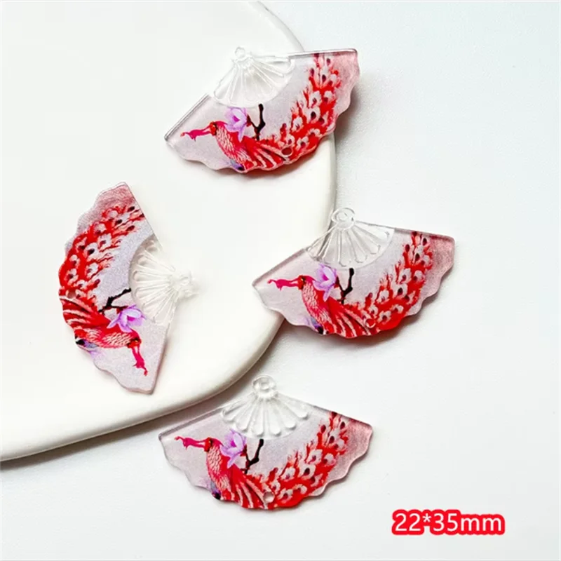 2024 90pcs Cartoon Fan-Shaped Acrylic Beads – Colorful DIY Jewelry, Hair & Clothing Craft Accessories