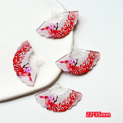 2024 90pcs Cartoon Fan-Shaped Acrylic Beads – Colorful DIY Jewelry, Hair & Clothing Craft Accessories