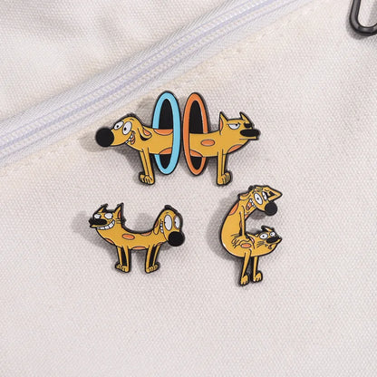 Colorful Cat & Dog Anime Brooch – Cartoon Pin for Clothing, Collars, and Film & TV Accessories