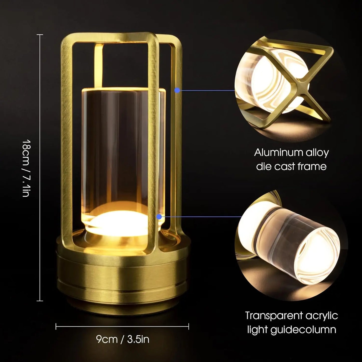 Wireless LED Table Lamp – Rechargeable Touch Sensor Night Light for Restaurant, Hotel & Bedroom Decor