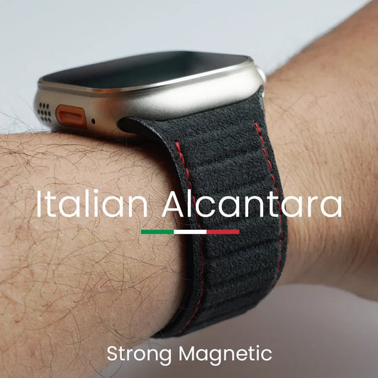 Magnetic Alcantara Strap for Apple Watch Ultra 2, 49mm, 46mm, 45mm, 44mm, Suede Leather Band for iWatch Series 10, 9, 8, 7, 6, 5, SE