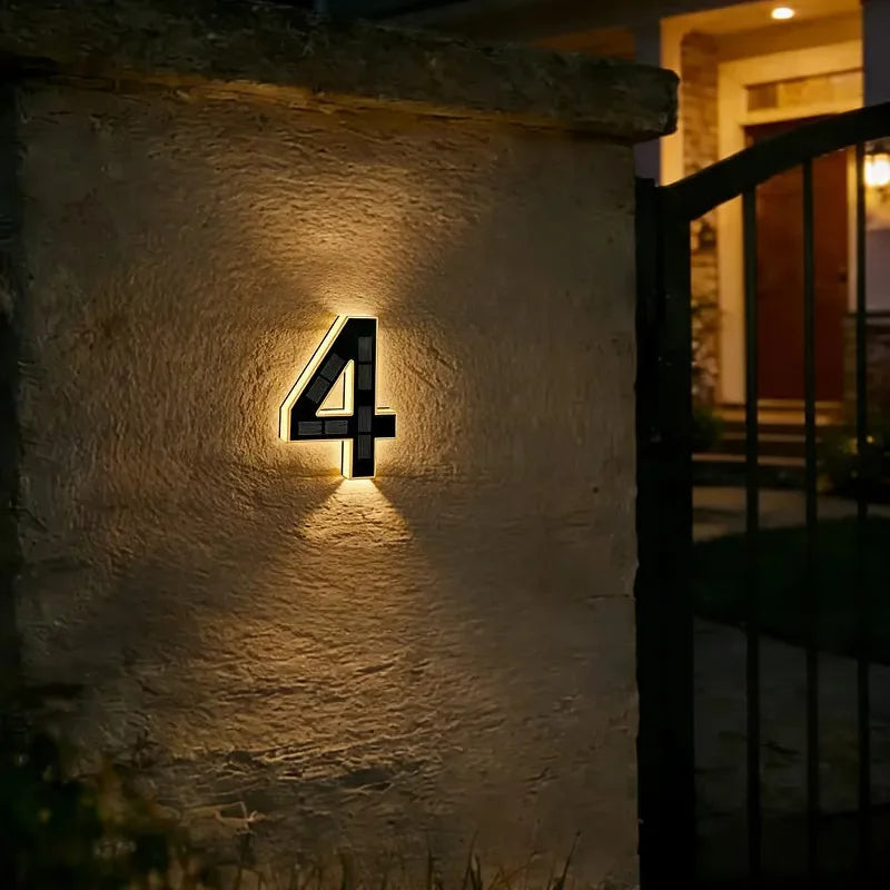 Custom Solar LED House Numbers - Waterproof Luminous Address Sign for Outdoor Wall & Door Decor