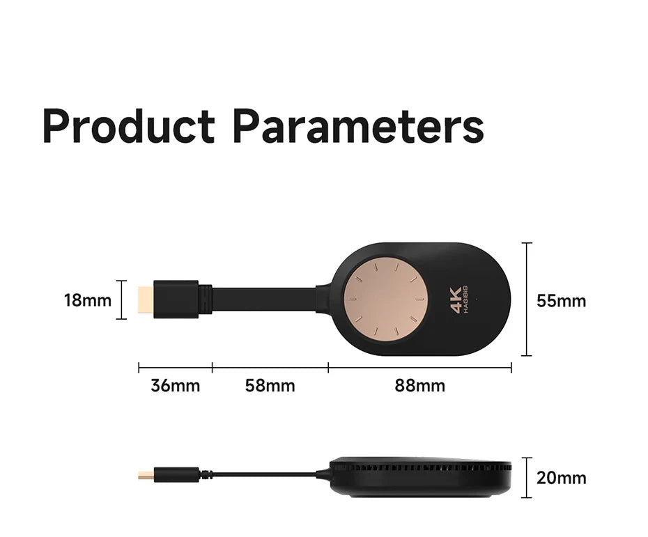 Hagibis Wireless HDMI Display Dongle Adapter – 4K@60Hz Wireless Extender for Laptop, PC, Smartphone, HDTV, Projector, IOS