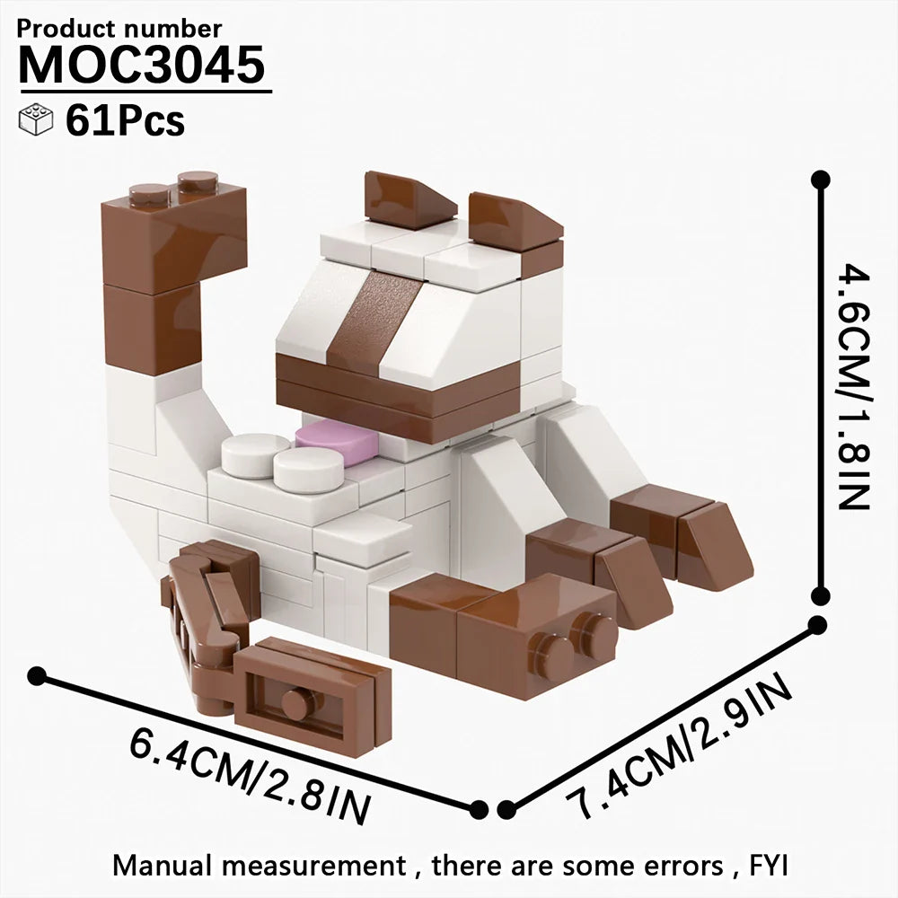 MOOXI Animal Series 62PCS MOC Cat Figures – DIY Building Blocks Educational Toys for Kids, Birthday Gift MOC3042-3045