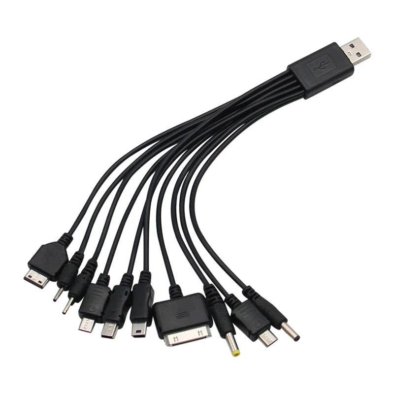 10-in-1 Multi-Head USB Charging Cable - Universal Multi-Port Phone Charger Cord for Samsung, Nokia & More