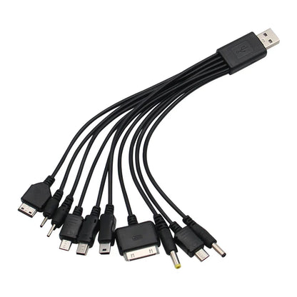10-in-1 Multi-Head USB Charging Cable - Universal Multi-Port Phone Charger Cord for Samsung, Nokia & More