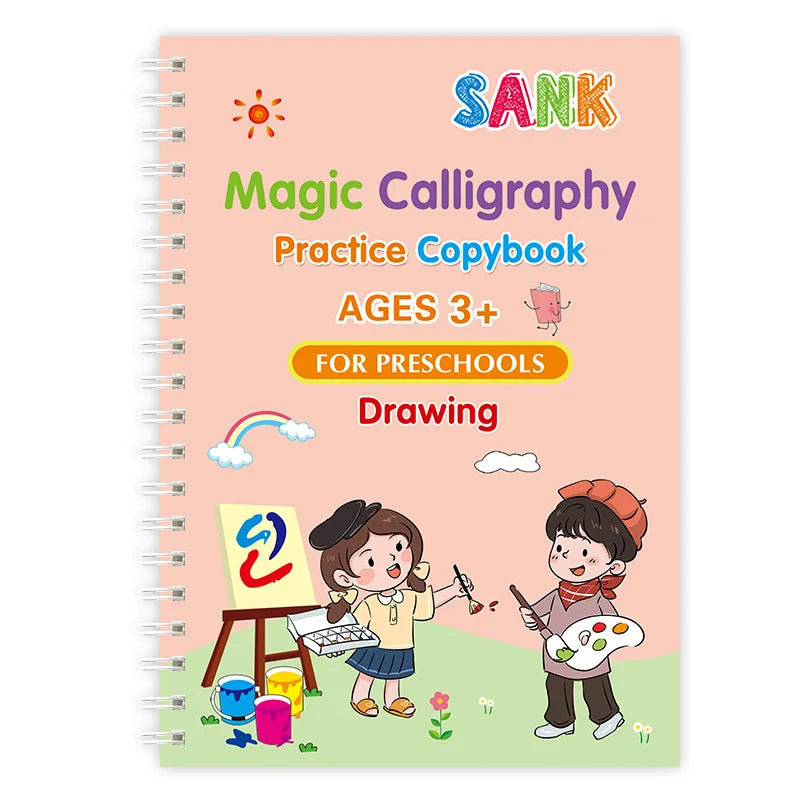 Sank Magic Practice Copybook Set – Reusable Writing Workbook with Pen, English Calligraphy for Preschool Kids Learning & Handwriting Practice