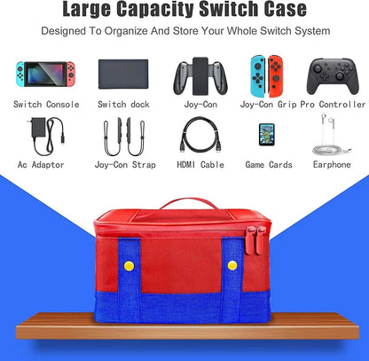 Large Carrying Protective Case for Nintendo Switch OLED Console & Pro Controller: Travel Storage Bag for Switch Accessories