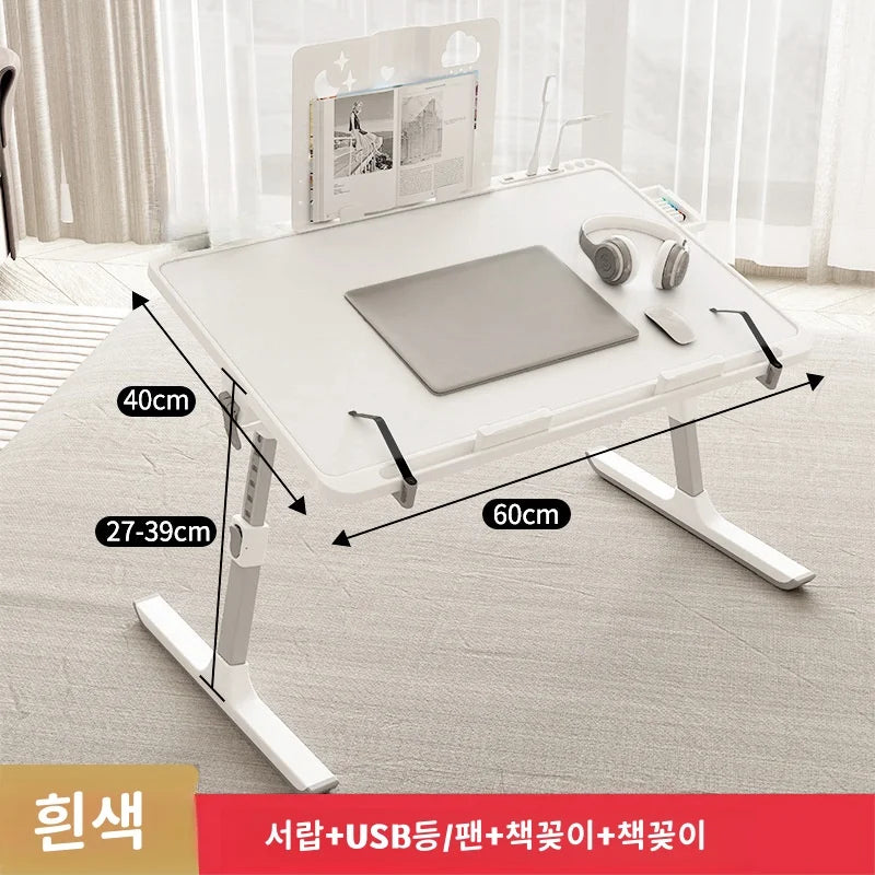 Adjustable Laptop Bed Tray Table – Portable Foldable Standing Desk with Storage Drawer for Sofa & Lap Use