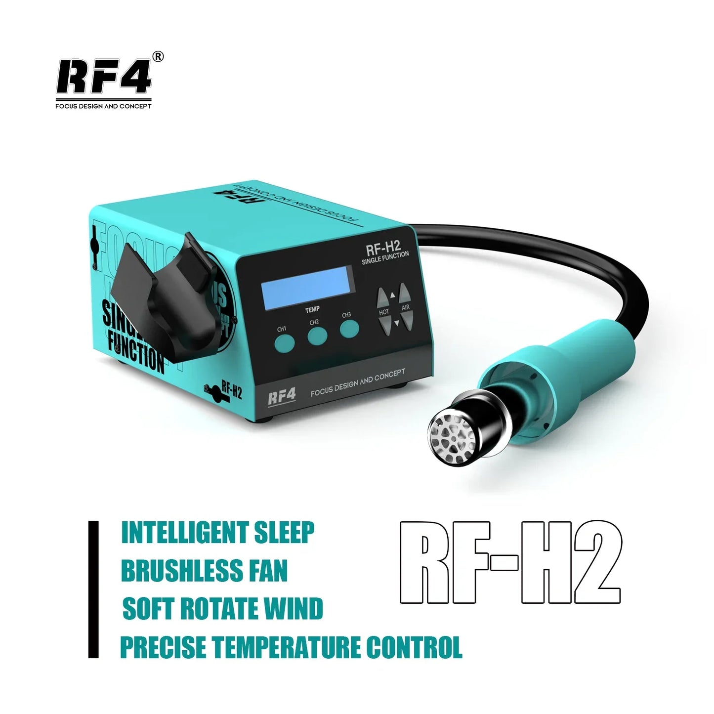 RF4 1000W Fast Desoldering Hot Air Gun - Digital Display Soldering Station for PCB Chip Repair, Intelligent BGA Rework