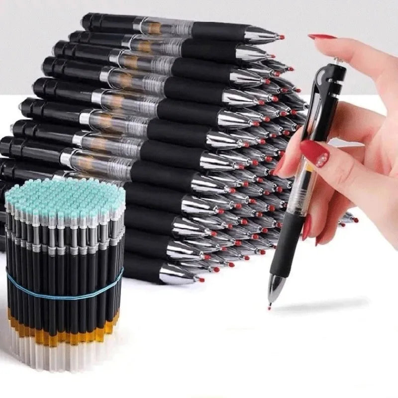 23pcs Retractable Ballpoint Pen Set - Large Capacity 0.5mm Black/Red/Blue Refill - Replaceable Stationery for School Supplies