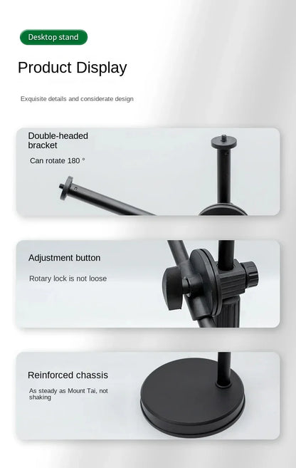 Overhead Tripod with Ring Light and Tabletop Stand, Mobile Phone Holder, Boom Arm for Nail Art and Photography