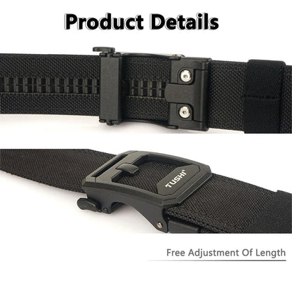 TUSHI Hard Tactical Belt for Men – Sturdy Nylon with Metal Automatic Buckle, Military & Police Duty, Outdoor IPSC Accessories