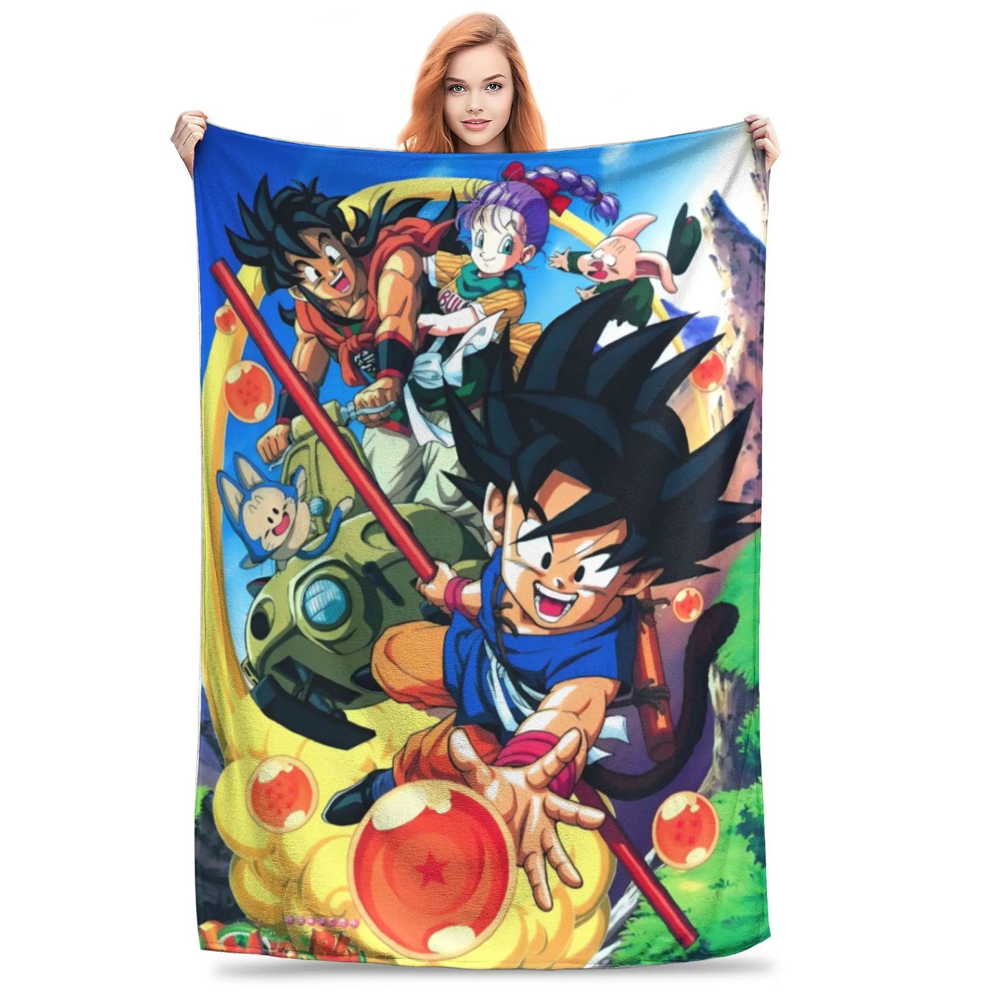 Dragon Ball Z Anime Blanket – Goku Flannel Throw for Bed & Sofa, Warm Cozy DBZ Blanket for Spring & Autumn