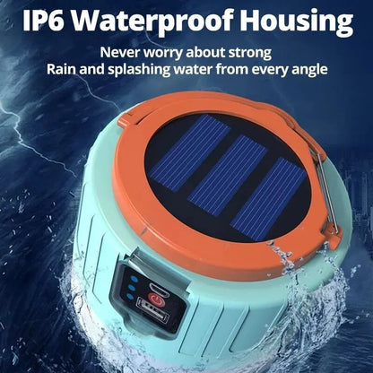 Waterproof Solar LED Camping Light - Rechargeable Tent Lamp, Portable Lanterns for Outdoor Emergency, Energy Saving Bulb