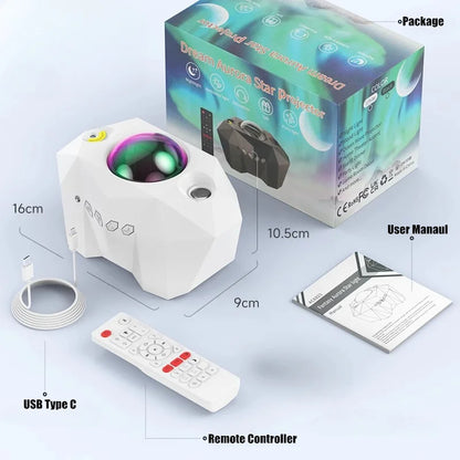 Aurora Galaxy Star Projector Night Light – Northern Lights & Moon Lamp for Bedroom Decor | Bluetooth Music, Starry Sky Atmosphere Nightlight