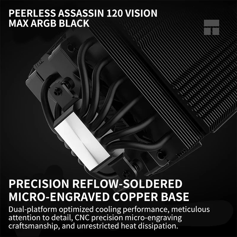 Thermalright Peerless Assassin 120 VISION MAX CPU Air Cooler – AGHP 5.0 6x6mm Heat Pipes 5-inch Display High Performance Radiator for Intel LGA1851/1700 & AMD AM5