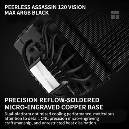 Thermalright Peerless Assassin 120 VISION MAX CPU Air Cooler – AGHP 5.0 6x6mm Heat Pipes 5-inch Display High Performance Radiator for Intel LGA1851/1700 & AMD AM5
