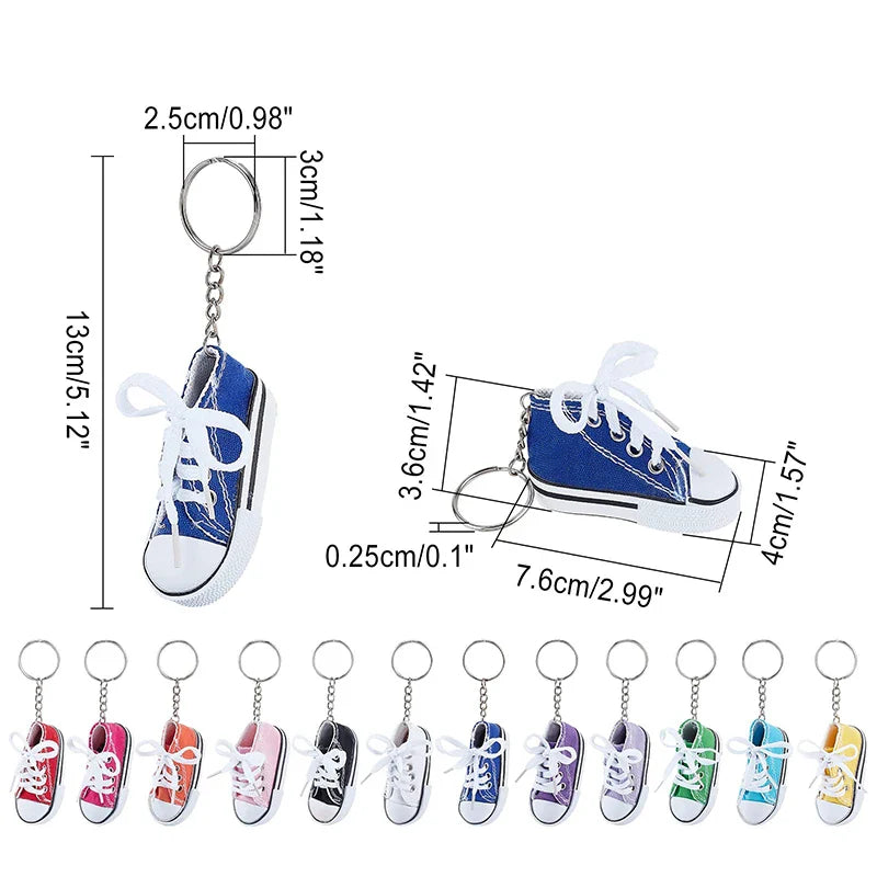 12-Piece Mini Shoe Keychains – Cloth Material Shoe Key Rings Set