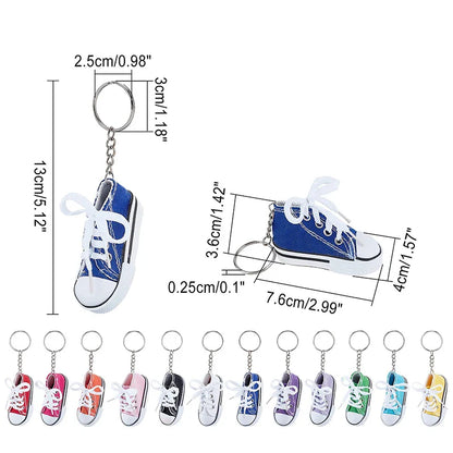 12-Piece Mini Shoe Keychains – Cloth Material Shoe Key Rings Set