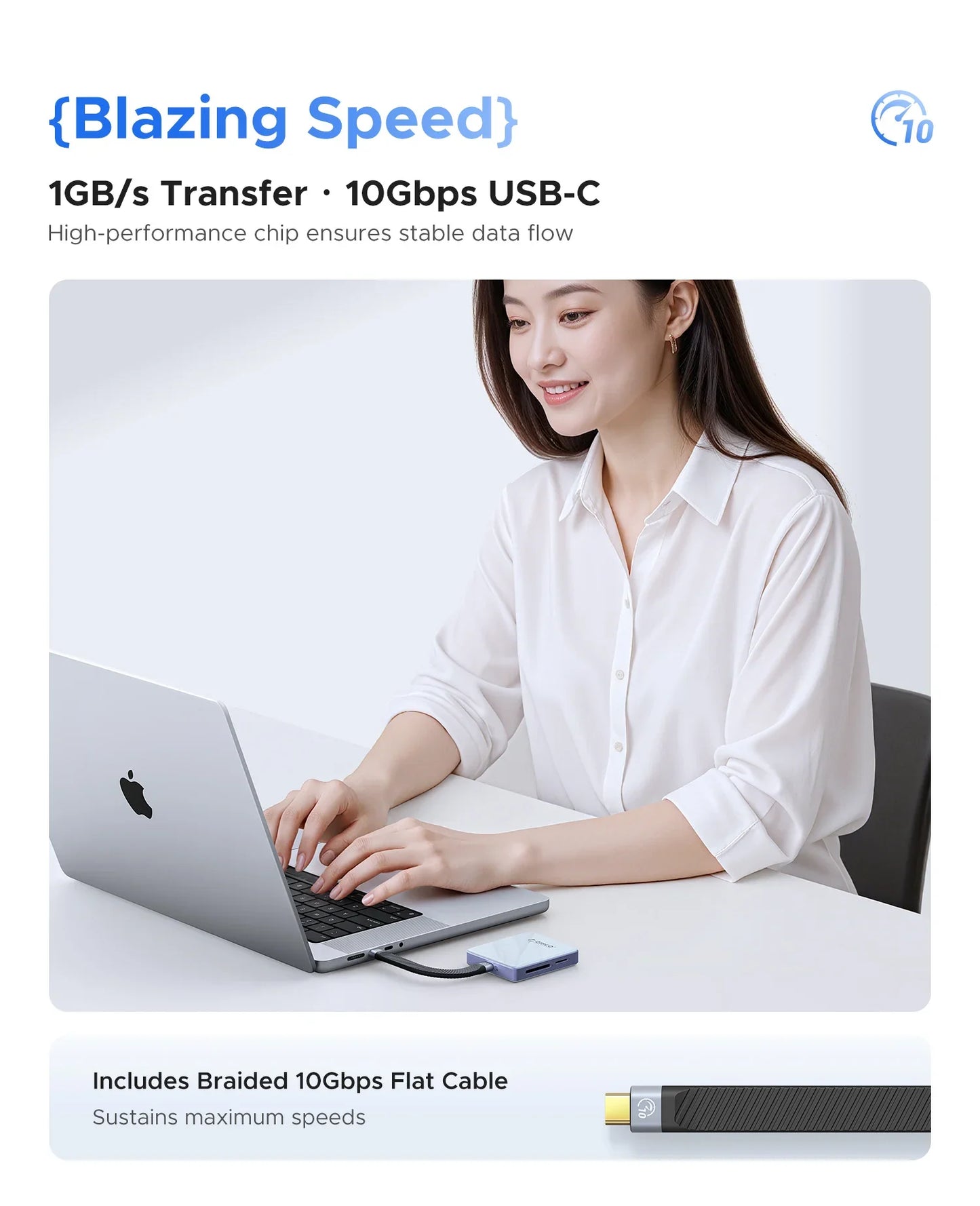 ORICO Magnetic M.2 NVMe SSD Enclosure – 2230/2242 USB-C 4K ProRes iPhone Dock with SD/TF Reader & 100W PD Charging
