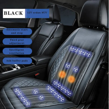 12/24V Car & Home Ventilation Massage Seat Cushion — Breathable Cooling & Heated Massage Pad