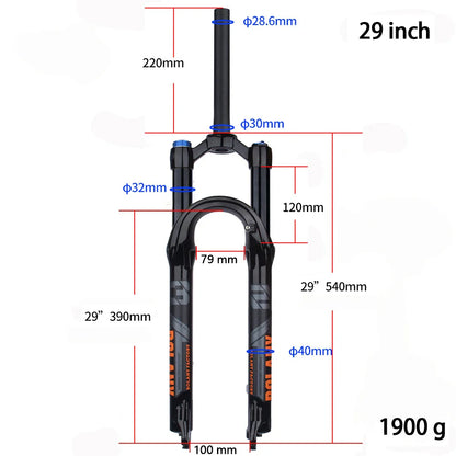 BOLANY Mountain Bike Fork – 29 Inch MTB Air Suspension, Shock Absorbing Fork for Downhill & MTB Bikes