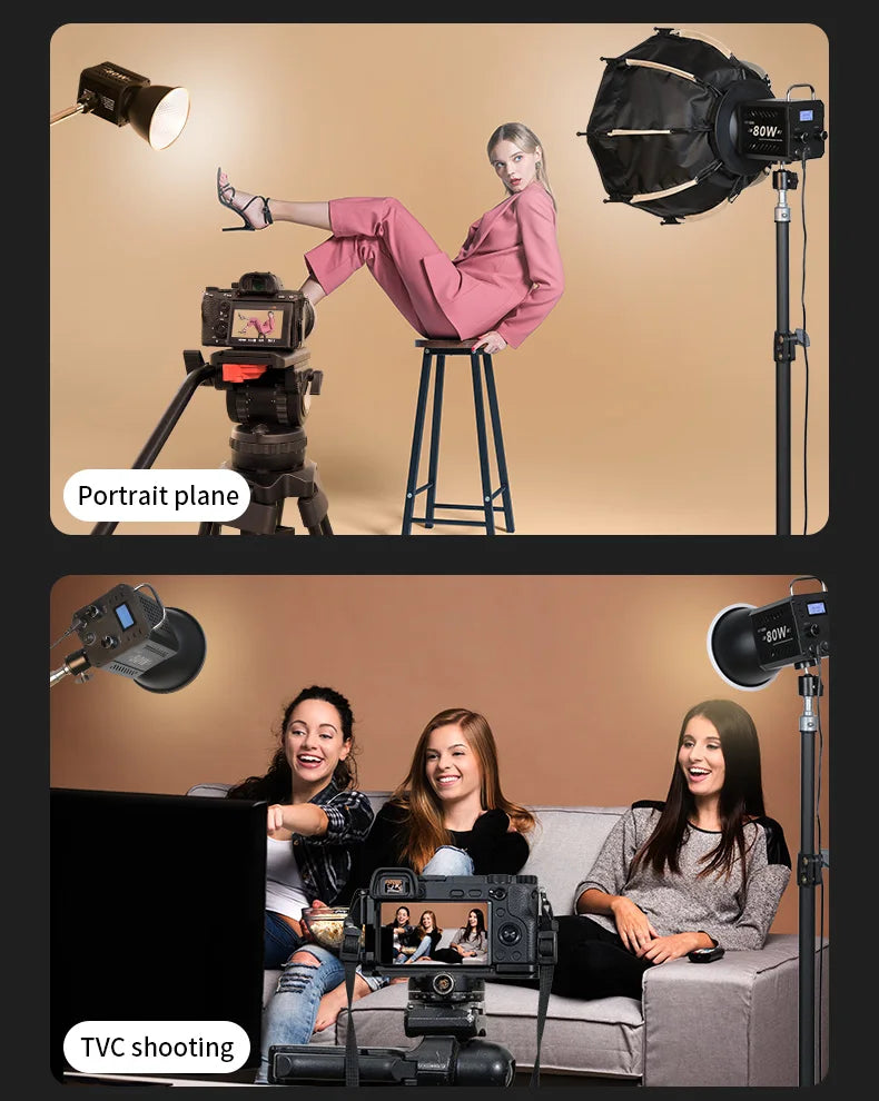 80W Dual Color Temperature COB Photography Light - Professional LED Video Light, Portable Handheld Fill Light with Mini Bowens