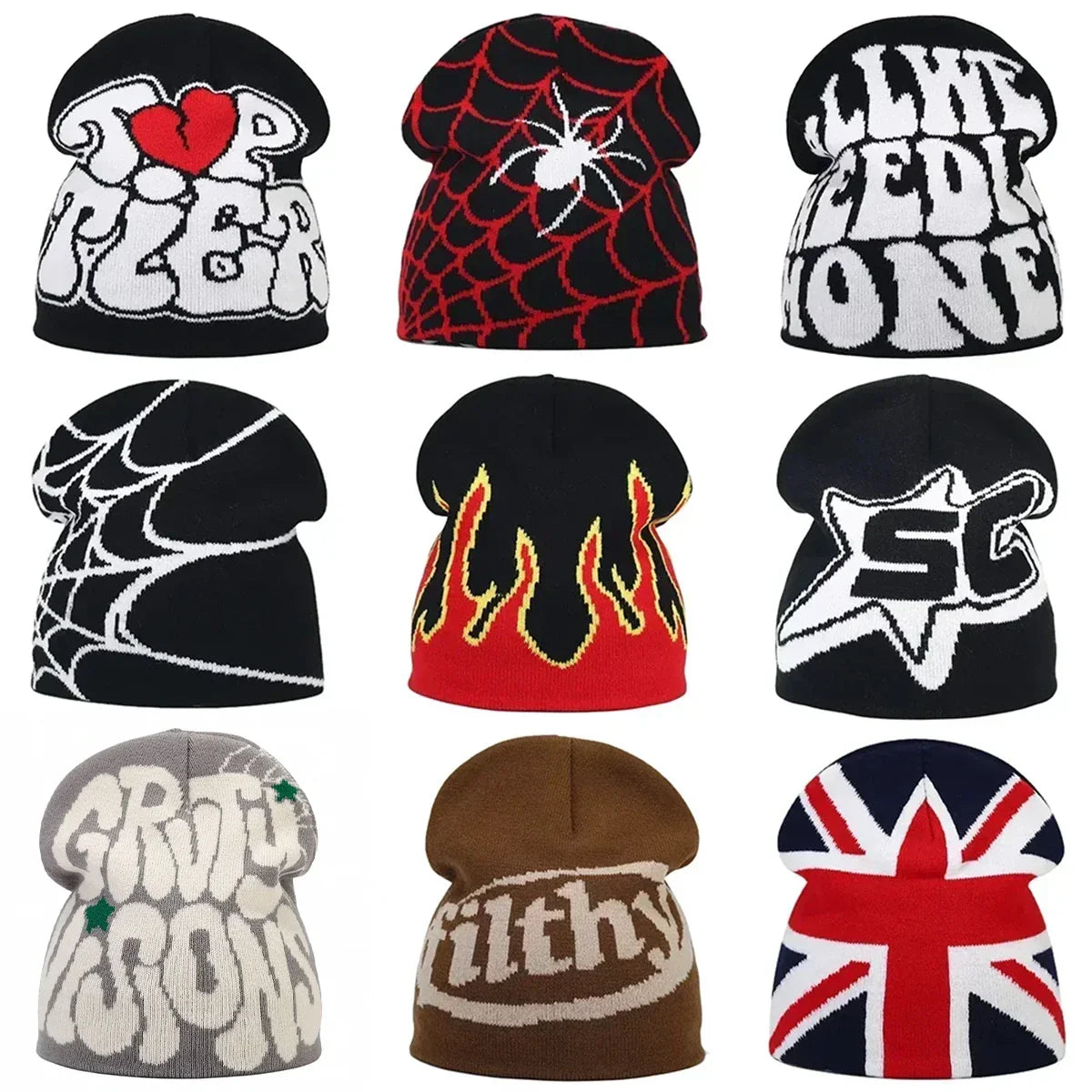 Y2K Letter Knitted Beanie Cap – Unisex Winter Autumn Warm Ski Skullcap, Hip Hop Streetwear Ear Cover Hat for Men & Women