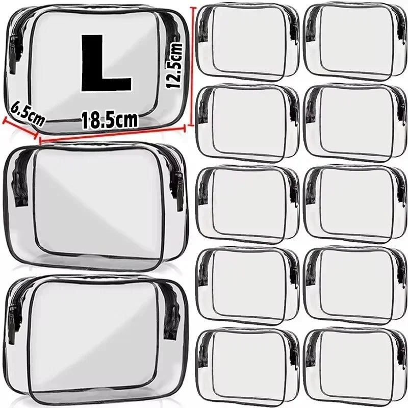 1/20PCS Transparent PVC Travel Organizer — Clear Makeup & Cosmetic Bag, Toiletry & Beauty Case