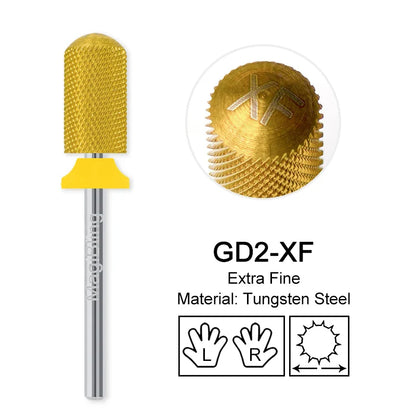 Gold Tungsten Carbide Nail Drill Bits – Large Barrel Milling Cutter, Pro Reversed Durable Grinding & Polishing Tools Accessories 4XC