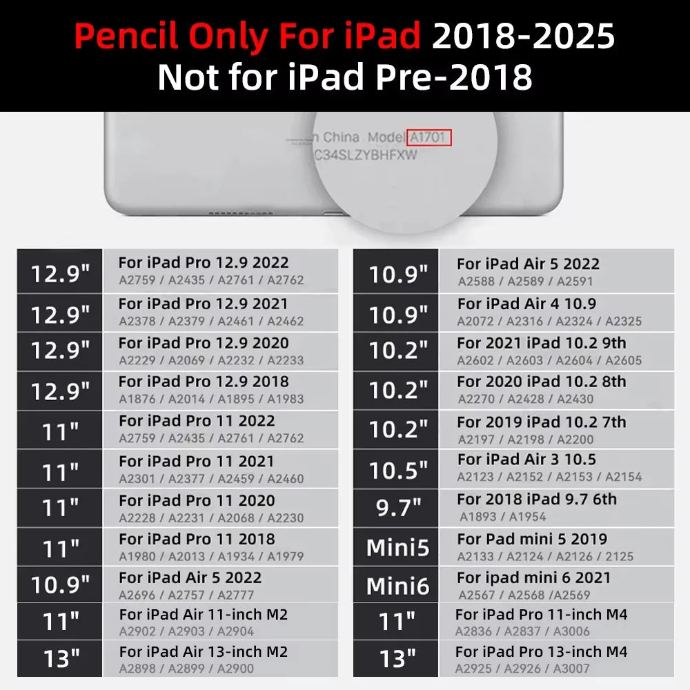 2025 iPad Stylus Pen with Palm Rejection — Compatible with iPad Pro, Air, Mini & 5th–13th Gen Models