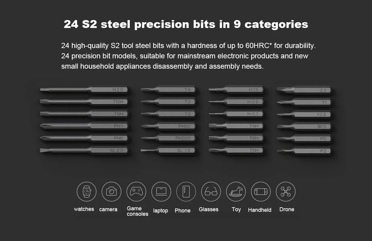 Xiaomi Mijia Electric Precision Screwdriver Kit – 24 Magnetic Bits, Power Tool Set for Smart Home, PC & Phone Repair