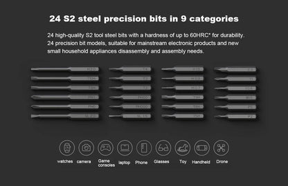Xiaomi Mijia Electric Precision Screwdriver Kit – 24 Magnetic Bits, Power Tool Set for Smart Home, PC & Phone Repair