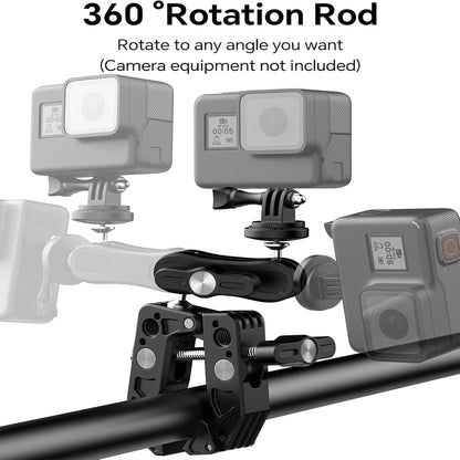 Multifunctional Crab Clamp Mount – Heavy Duty Metal Sports Camera & Phone Holder with Universal PTZ Arm for Outdoor Photography & Expansion Rig Setup