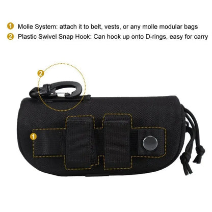 Tactical MOLLE Shockproof Eyeglass Case – Portable 1000D Nylon Protective Hunting Sunglasses Box