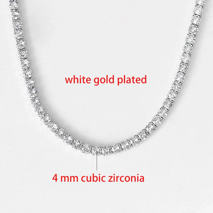 Luxury Iced Out Tennis Chain Choker Necklace – Cubic Zircon Crystal Hip Hop Jewelry for Women OHN016