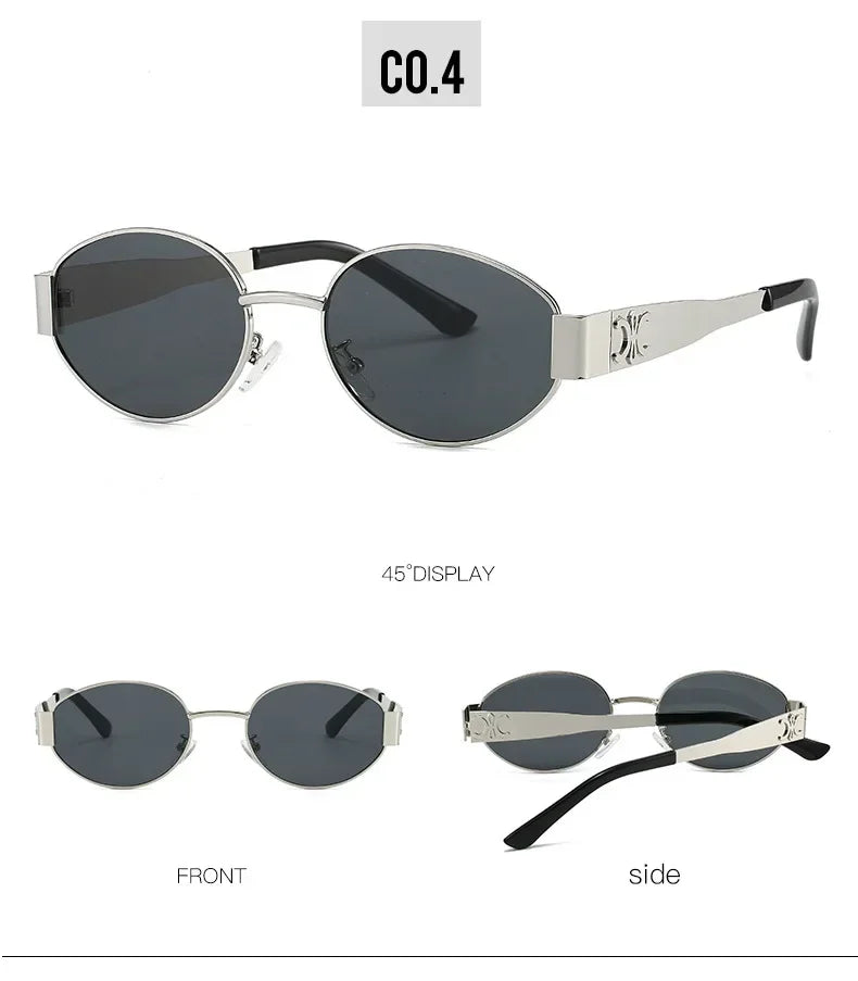 Luxury Metal Brand Sunglasses for Men & Women – Unisex Designer Oval Fashion Eyewear UV400 Shades