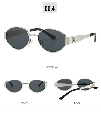 Luxury Metal Brand Sunglasses for Men & Women – Unisex Designer Oval Fashion Eyewear UV400 Shades