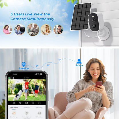 1080P WiFi Solar Security Camera – Wireless Outdoor Bullet Camera with PIR Motion Alarm, Two-Way Audio & Cloud Storage
