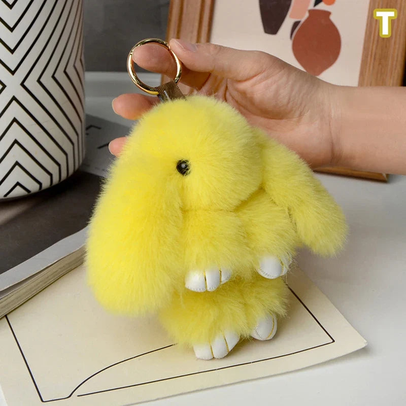 15cm Rabbit Fur Keychain - Fluffy Bag Charm, Car Key Pendant & Gift Accessory for Women